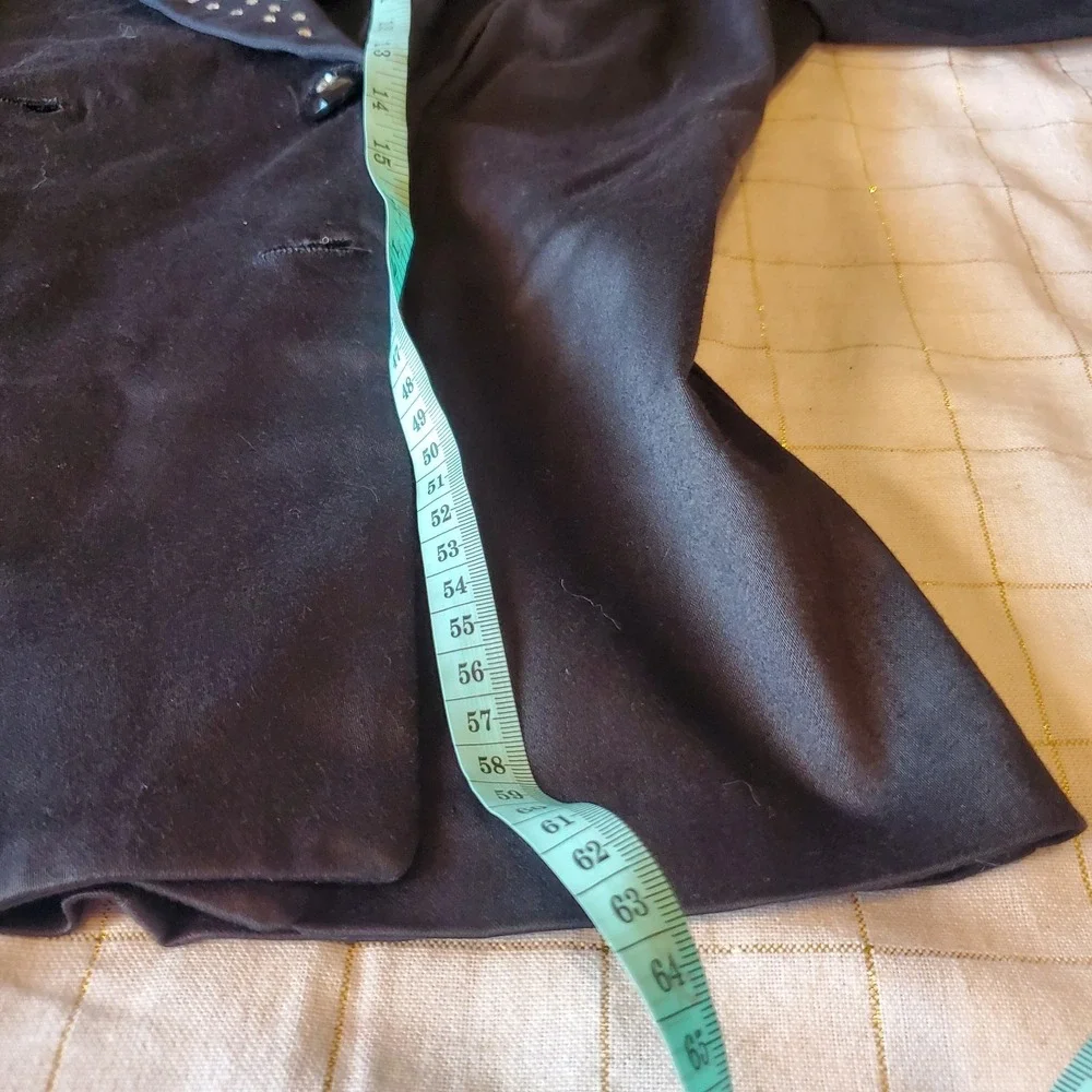 J. Harris Jacket Top Women L Open Back Sheer Longsleeves Double Breasted‎ Black